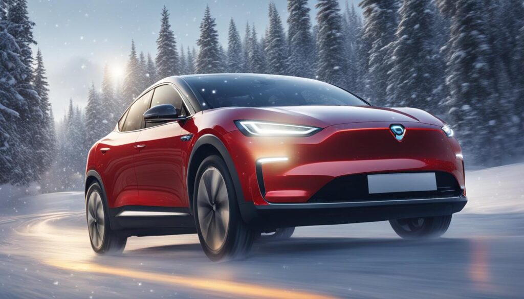 electric car in winter